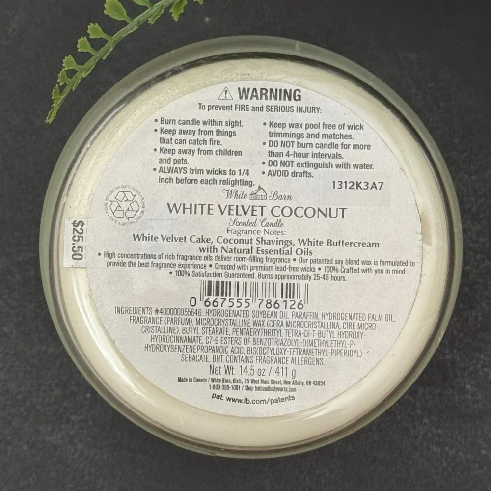 BBW White Velvet Coconut Bath & Body Works 3 Wick Candle - Picture 10 of 10